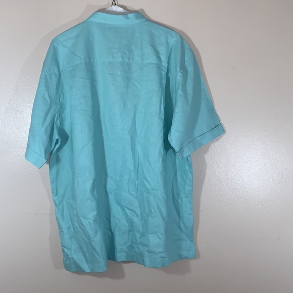 Cubavera Mint Linen/Cotton Button Down - Picture 3 of 5